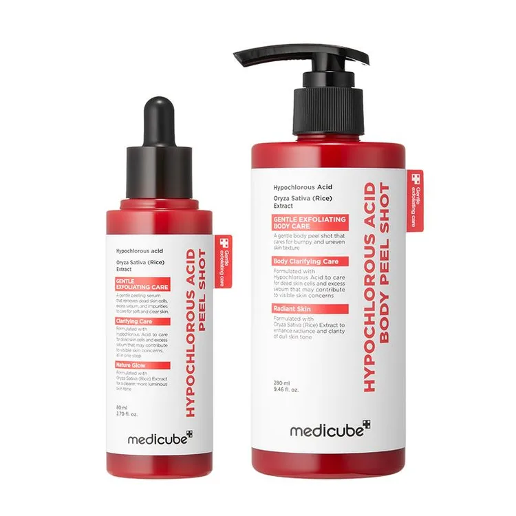 Hypochlorous Acid Rice Peel Shot Duo For Face & Body, image 1